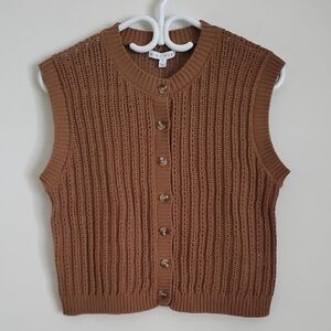 Miou Muse  Crochet Button-Front Vest